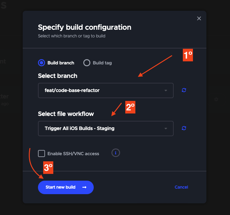Select Branch and Workflow